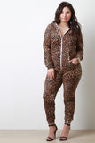 Cheetah Zipper Hoodie Jumpsuit