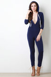 Hooded Plunging Neckline Jumpsuit