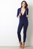 Hooded Plunging Neckline Jumpsuit