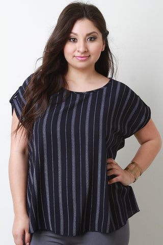 Vertical Stripe Button Accent Top