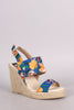 Qupid Floral Slingback Espadrille Platform Wedge