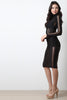 Vertical Semi Sheer Striped Mesh Bodycon Dress