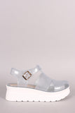 Buckled Fisherman Glitter Jelly Flatform Sandal