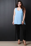 High Low Lightweight Sleeveless Pocket Top