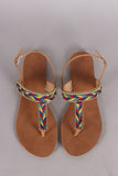 Tribal Braided Slingback Thong Flat Sandal