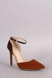 Anne Michelle Colorblock Pointy Toe Ankle Strap Pump