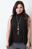 Sleeveless Mockneck Necklace Top