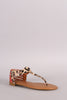 Bamboo Leopard Studded T-Strap Flat Sandal