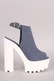 Bamboo Nubuck Lug Sole Platform Mule Heel