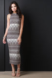 Sleeveless Tribal Knit Midi Dress