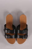 Wild Diva Lounge Double Buckle Slip On Flat Sandal