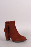 Qupid Side Fringe Tassel Booties