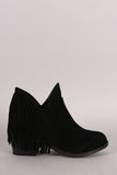 Qupid Curved Rear Fringe Booties