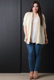 Three Quarter Sleeve Open Front Cardigan