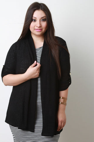 Three Quarter Sleeve Open Front Cardigan