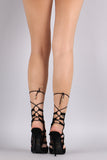 Shoe Republic LA Suede Caged Lace Up Stiletto Pump