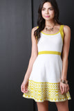 Colorblock Tribal Hem Sleeveless Sweater Dress