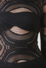 Semi-Sheer Fishnet Patterned Keyhole Midi Dress