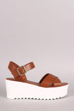 Bamboo Crisscross Ankle Strap Lug Sole Fatform Wedge