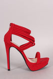 Qupid Suede Strappy Stiletto Platform Heel