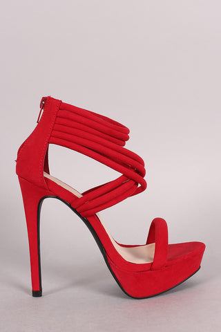 Qupid Suede Strappy Stiletto Platform Heel