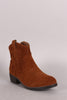 Qupid Vegan Suede Western Cowgirl Ankle Boots