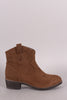 Qupid Vegan Suede Western Cowgirl Ankle Boots