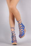 Zigzag Lace Up Cork Wedge