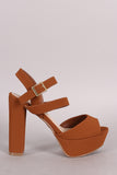 Bamboo Nubuck Double Strap One Band Platform Heel