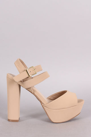 Bamboo Nubuck Double Strap One Band Platform Heel