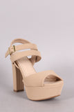 Bamboo Nubuck Double Strap One Band Platform Heel