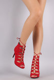 Anne Michelle Caged Corset Peep Toe Stiletto Heel