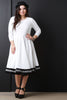 Three Quarter Sleeve Skater Midi Dress