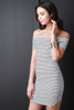 Horizontal Stripe Off The Shoulder Bodycon Dress