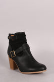 Qupid Slouchy Buckled Chunky Heeled Ankle Boots