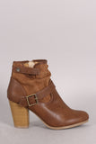 Qupid Slouchy Buckled Chunky Heeled Ankle Boots