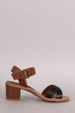 Bamboo Crossing Straps Casual Chunky Heel