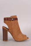 Bamboo Chic Peep Toe Buckled Booties