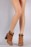 Bamboo Chic Peep Toe Buckled Booties