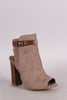 Bamboo Chic Peep Toe Buckled Booties