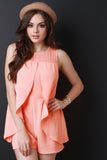 Chiffon Yoke Crepe Romper