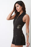 Side Buckle Collar Romper