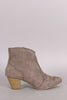 Qupid Suede Pointy Toe Chunky Heeled Booties