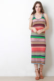 Stripe Pattern Knit Maxi Dress