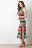 Stripe Pattern Knit Maxi Dress