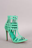 Shoe Republic LA Nubuck Caged Open Toe Stiletto Heel