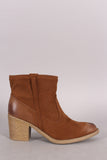 Qupid Suede Chunky Heeled Ankle Boots