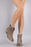 Qupid Suede Chunky Heeled Ankle Boots