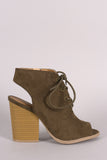 Qupid Suede Cutout Chunky Heeled Booties