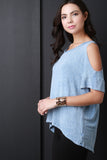 Jersey Knit High Low Cold Shoulder Top